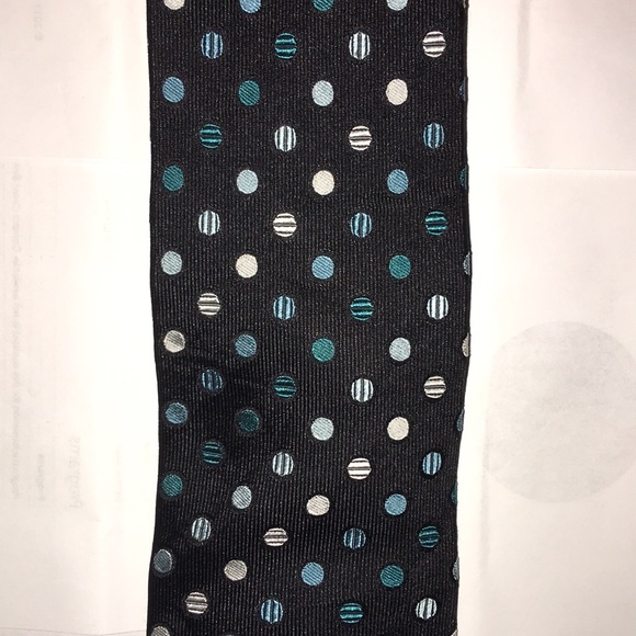 Saxony Black Turquoise White Polka Dot Neck Tie - Picture 2 of 3